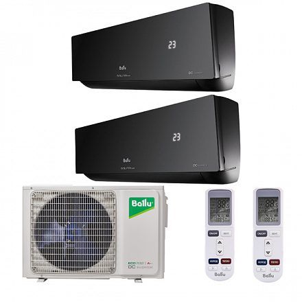 Мульти сплит система Ballu BA2OI-FM/out-18HN8/EU / BSUI-FM/in-09HN8/EU_BL 1.75 кВт 50 м² (комнаты 25 + 25)