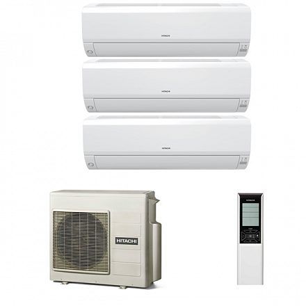 Мульти сплит система Hitachi 2xRAK-18RPE/RAK-15QPE/RAM-53NP3E 1.29 кВт 55 м² (20 + 20 + 15)